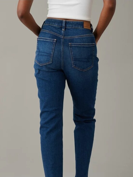 American Eagle Outfitters Denim - American Eagle AEO Dark Wash Distressed Hem Mom Jeans 12L